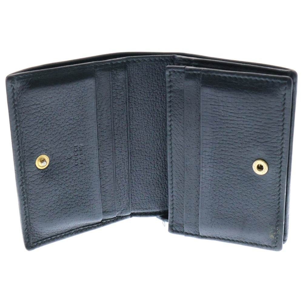 GUCCI(グッチ) GGマーモント レザーウォレット 二つ折り財布 ブラック 499788