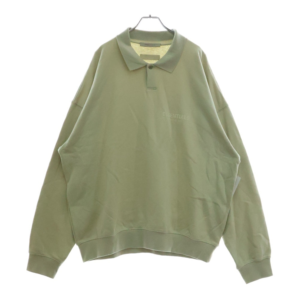 FEAR OF GOD ESSENTIALS(フィアオブゴッド エッセンシャルズ) HENLY RUGBY フェルトロゴ長袖ポロシャツ ラガーシャツ ベージュ