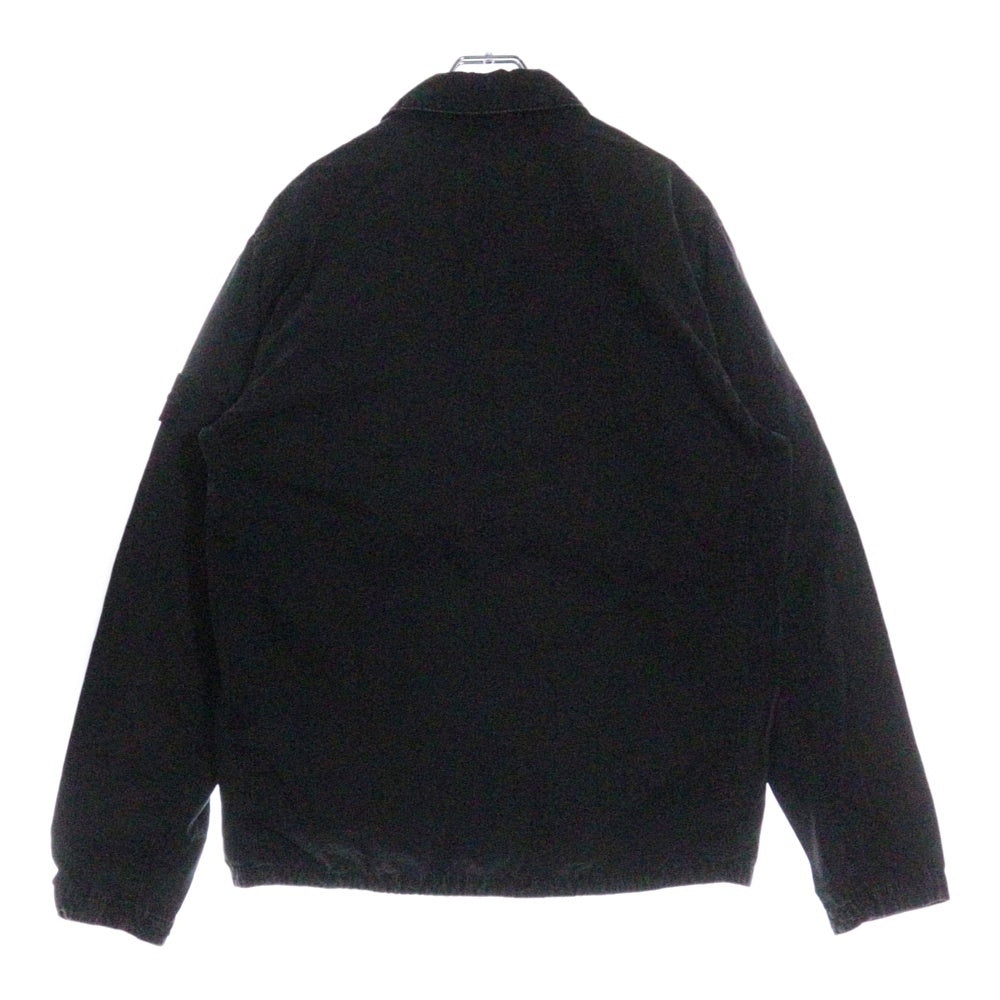 STONE ISLAND(ストーンアイランド) Zip Up Shirt ロゴワッペン ウォッシュド加工 ジップアップ長袖シャツ グレー 7615114WN