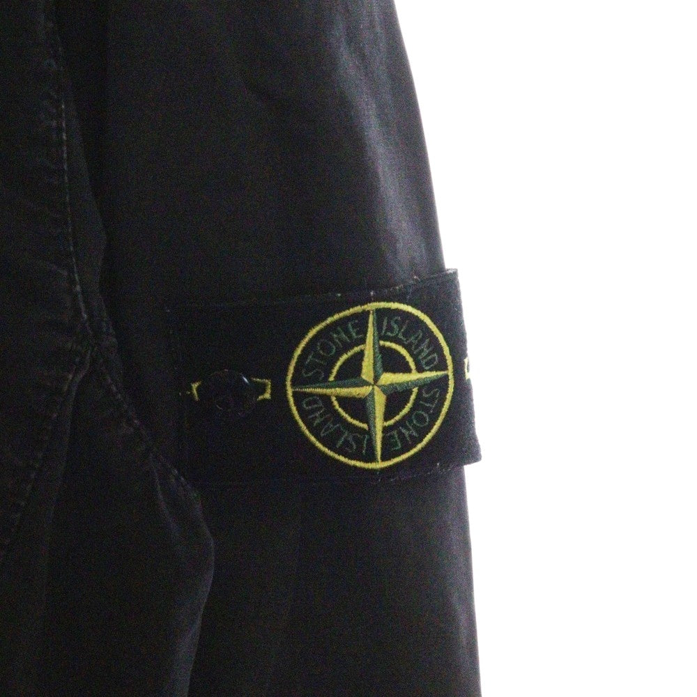 STONE ISLAND(ストーンアイランド) Zip Up Shirt ロゴワッペン ウォッシュド加工 ジップアップ長袖シャツ グレー 7615114WN
