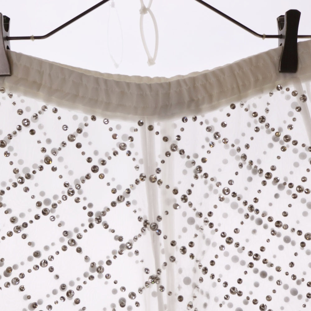 AMBUSH(アンブッシュ) 24SS DAMIER CRYSTAL SHEER SHORTS ダミエ クリスタル シアーショーツ ハーフパンツ ホワイト