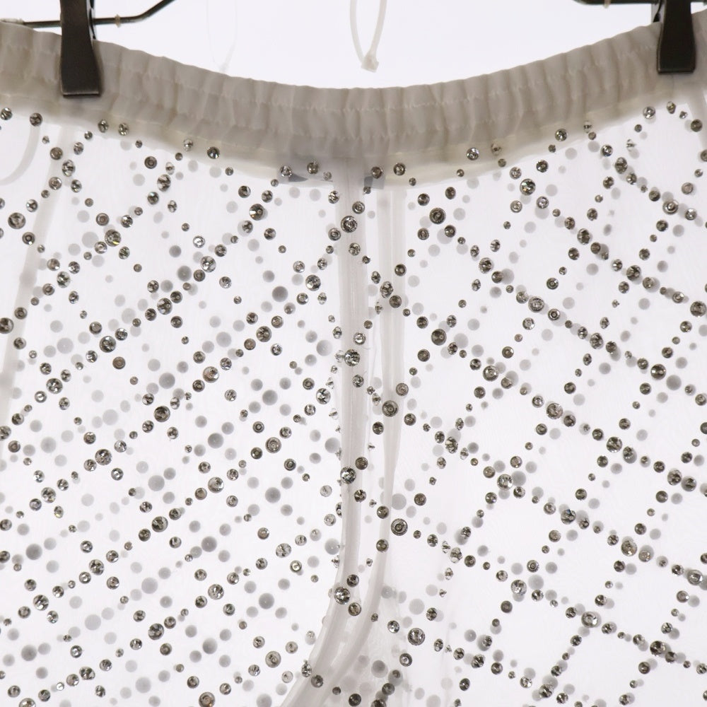AMBUSH(アンブッシュ) 24SS DAMIER CRYSTAL SHEER SHORTS ダミエ クリスタル シアーショーツ ハーフパンツ ホワイト