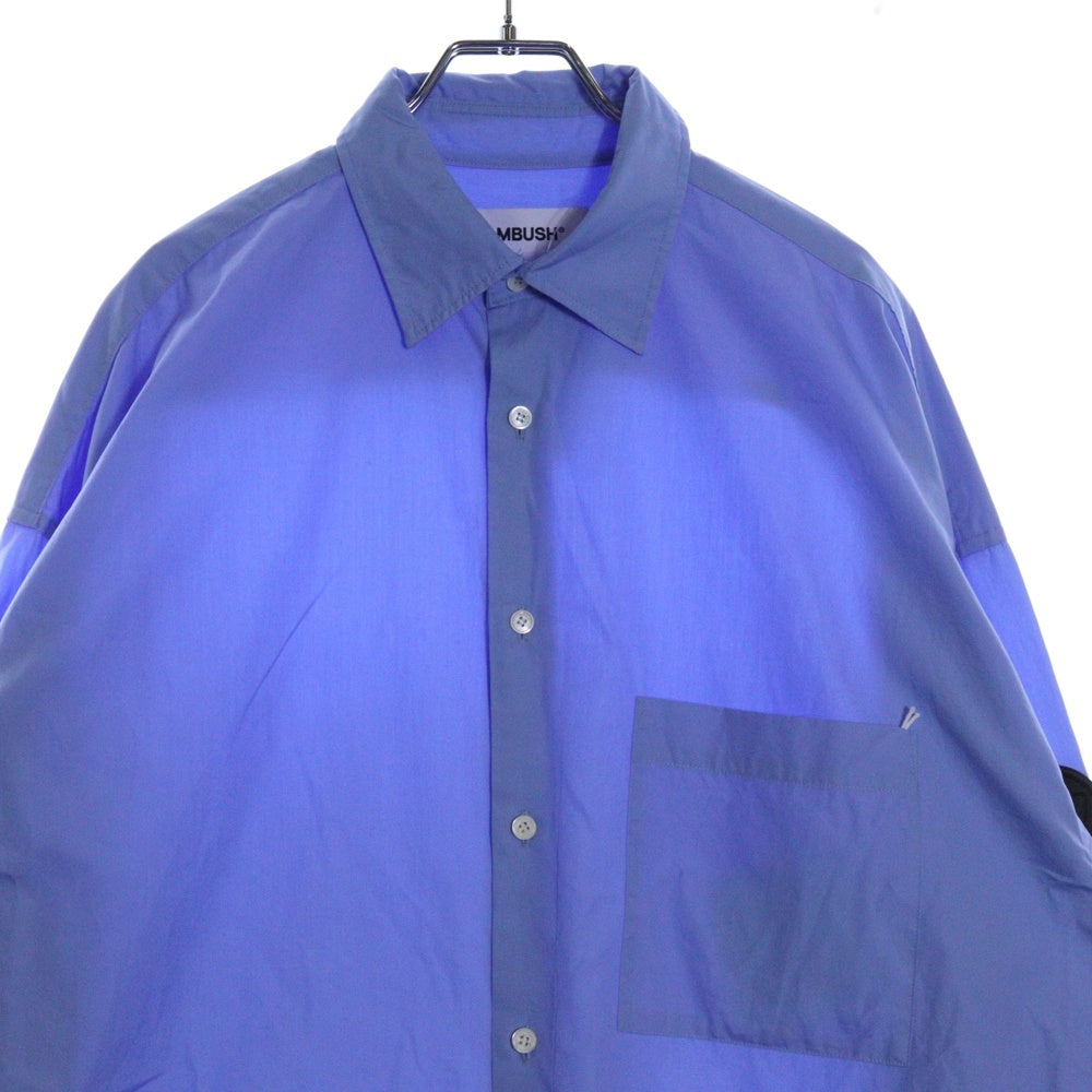 AMBUSH(アンブッシュ) OVER SHIRT ワッペン付き オーバーサイズコットン長袖シャツ ブルー 12114629
