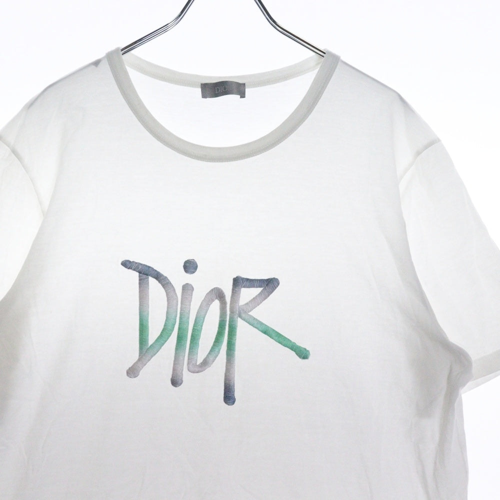DIOR(ディオール) ×SHAWN STUSSY ×ショーンステューシー ロゴ刺繍 半袖Tシャツ カットソー ホワイト 033J600D0589