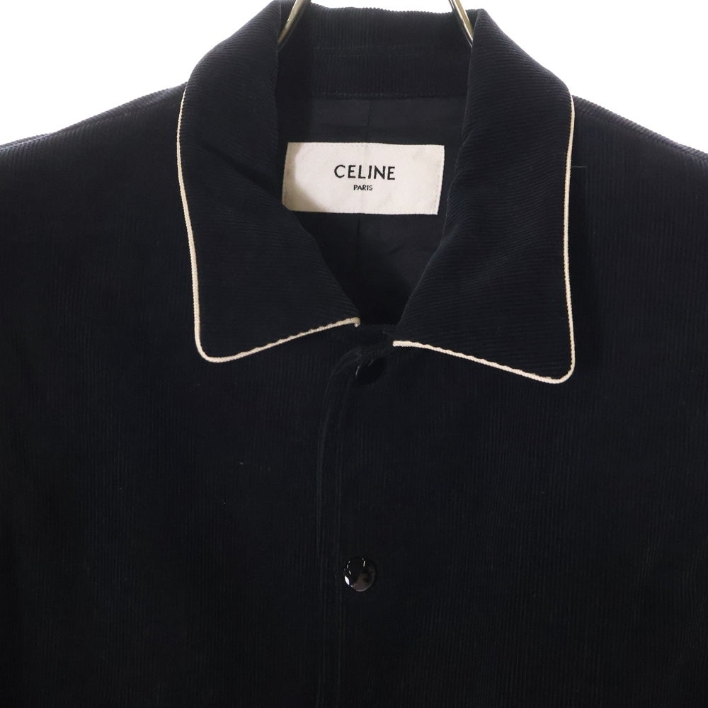 CELINE(セリーヌ) サテン切り替え コーデュロイ テディジャケット ブラック 2V191865D