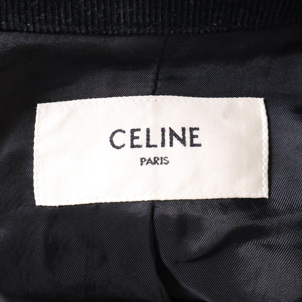 CELINE(セリーヌ) サテン切り替え コーデュロイ テディジャケット ブラック 2V191865D