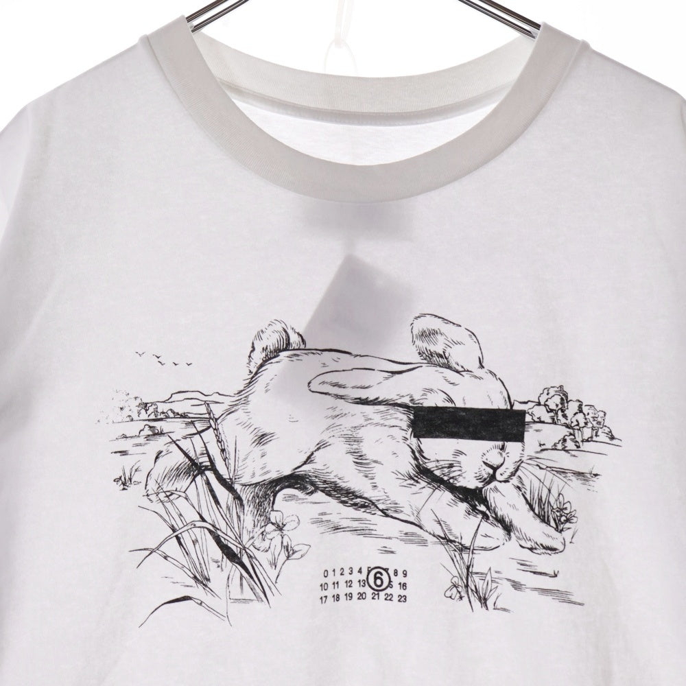 MM6 Maison Margiela(エムエムシックスメゾンマルジェラ) 25SS RABBIT PRINT T-Shirts ラビットプリントTシャツ ロゴプリント半袖Tシャツ SH2GC0024 M20108 ホワイト