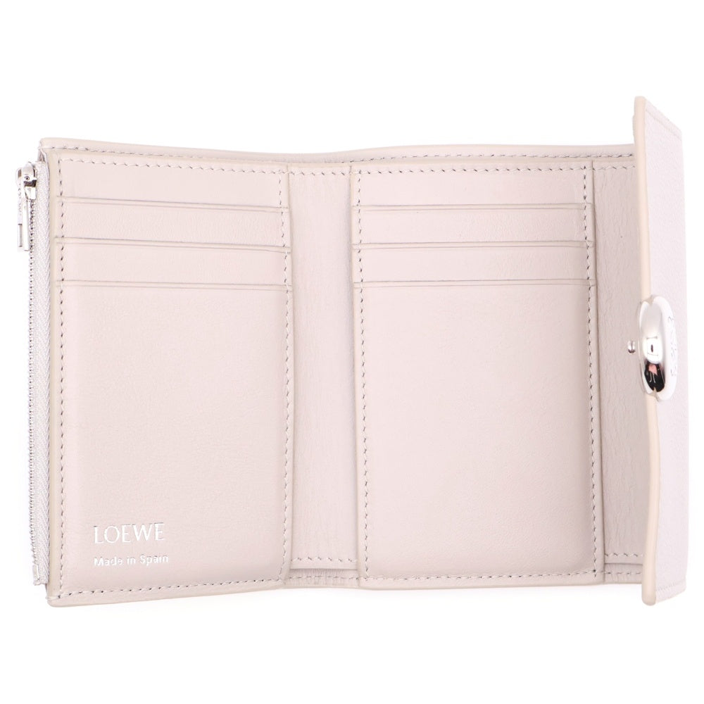 LOEWE(ロエベ) Pebble Small Vertical Wallet ペブルスモールバーティカルウォレット ロゴボタン三つ折りレザー財布 CANBS33X03 ベージュ