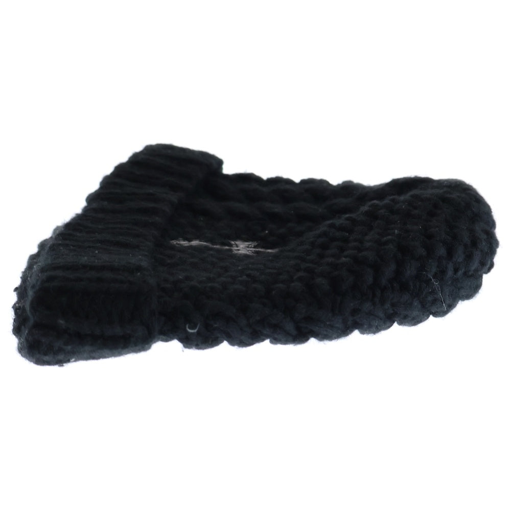 CHROME HEARTS(クロムハーツ) BEANIE CASH クロスボール レザークロスパッチ カシミヤニットビーニー ニット帽 帽子 ブラック