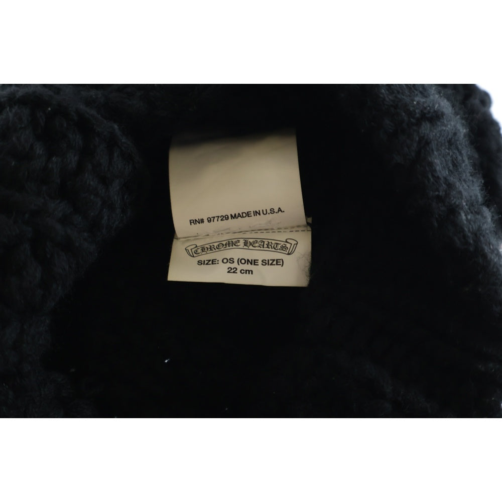 CHROME HEARTS(クロムハーツ) BEANIE CASH クロスボール レザークロスパッチ カシミヤニットビーニー ニット帽 帽子 ブラック