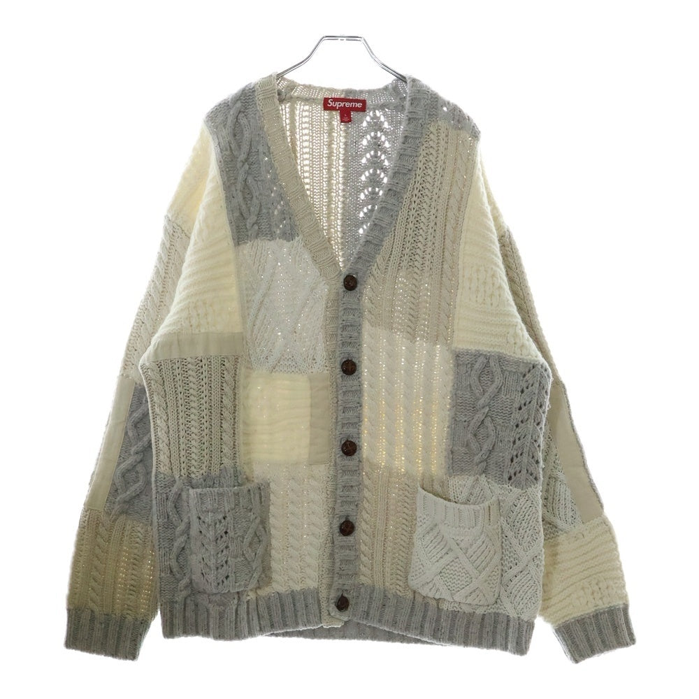SUPREME(シュプリーム) 23AW Patchwork Cable Knit Cardigan パッチワーク ケーブルニットカーディガン アイボリー
