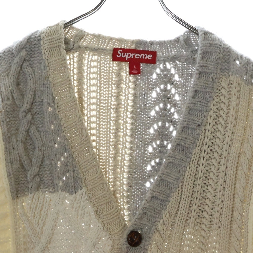 SUPREME(シュプリーム) 23AW Patchwork Cable Knit Cardigan パッチワーク ケーブルニットカーディガン アイボリー