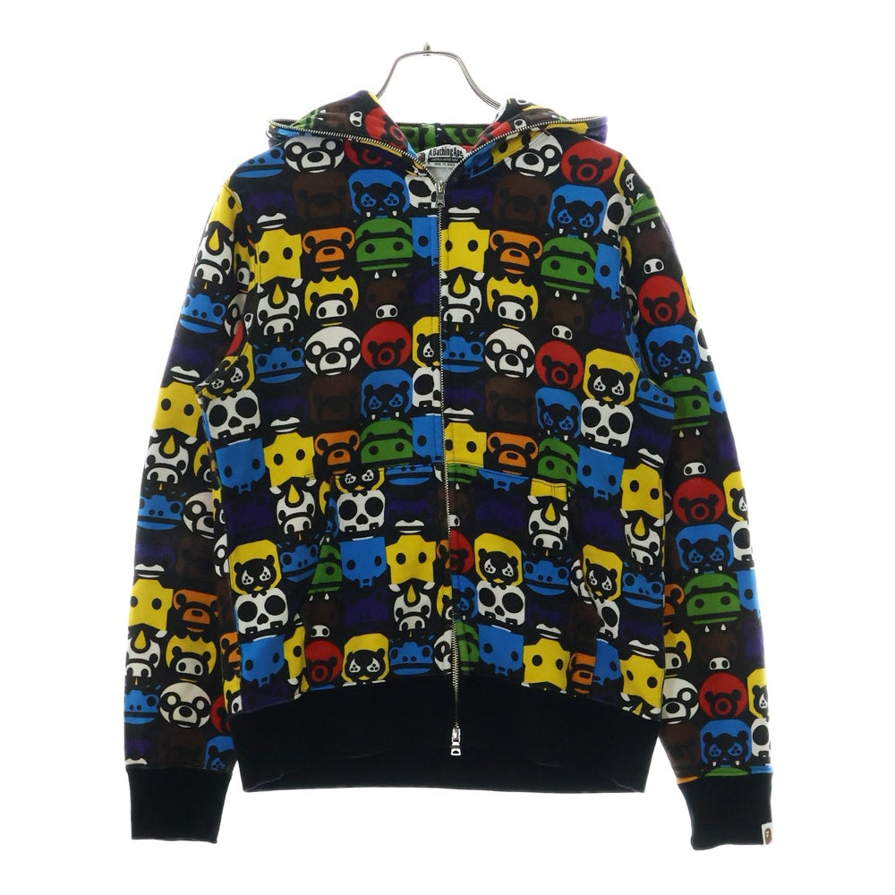 BAPE BY A BATHING APE(ベイプ ア ベイシング エイプ) BABY MILO ANIMAL SAFARI FULL ZIP HOODIE ベイビーマイロアニマルサファリフルジップフーディー ジップアップパーカー 002ZP9801009 マルチカラー