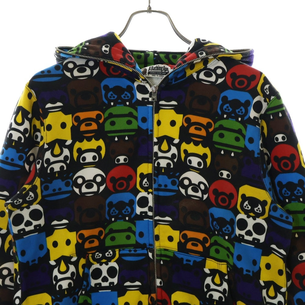 BAPE BY A BATHING APE(ベイプ ア ベイシング エイプ) BABY MILO ANIMAL SAFARI FULL ZIP HOODIE ベイビーマイロアニマルサファリフルジップフーディー ジップアップパーカー 002ZP9801009 マルチカラー