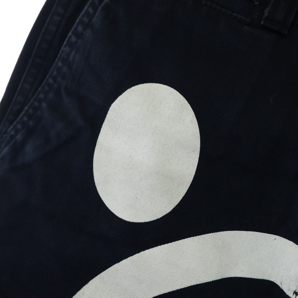 BAPE BY A BATHING APE(ベイプ ア ベイシング エイプ) BABY MILO CHINO PANTS ベイビーマイロチノパンツ ロゴプリントコットンチノストレートパンツ ネイビー