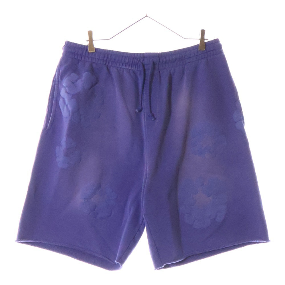 DENIM TEARS(デニムティアーズ) COTTON WREATH SWEAT SHORTS フラワーデザイン コットンショーツ ハーフパンツ パープル