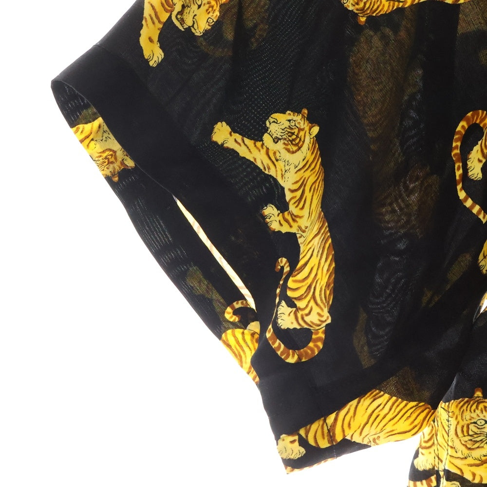 WACKO MARIA(ワコマリア) 25SS HAWAIIAN SHIRT S/S タイガープリント ハワイアンシャツ 半袖シャツ ブラック 25SS-WMS-HI08