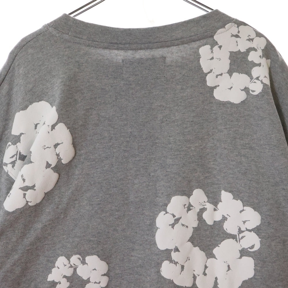 DENIM TEARS(デニムティアーズ) Long Sleeve Cotton Wreath T-shirt フラワー総柄 長袖Tシャツ ロンT カットソー グレー