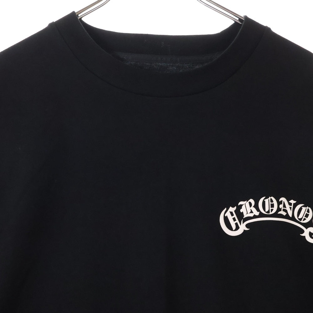 NO BRAND(ノーブランド) ロゴデザイン クルーネック半袖Tシャツ カットソー ブラック C03-TS-2505ST