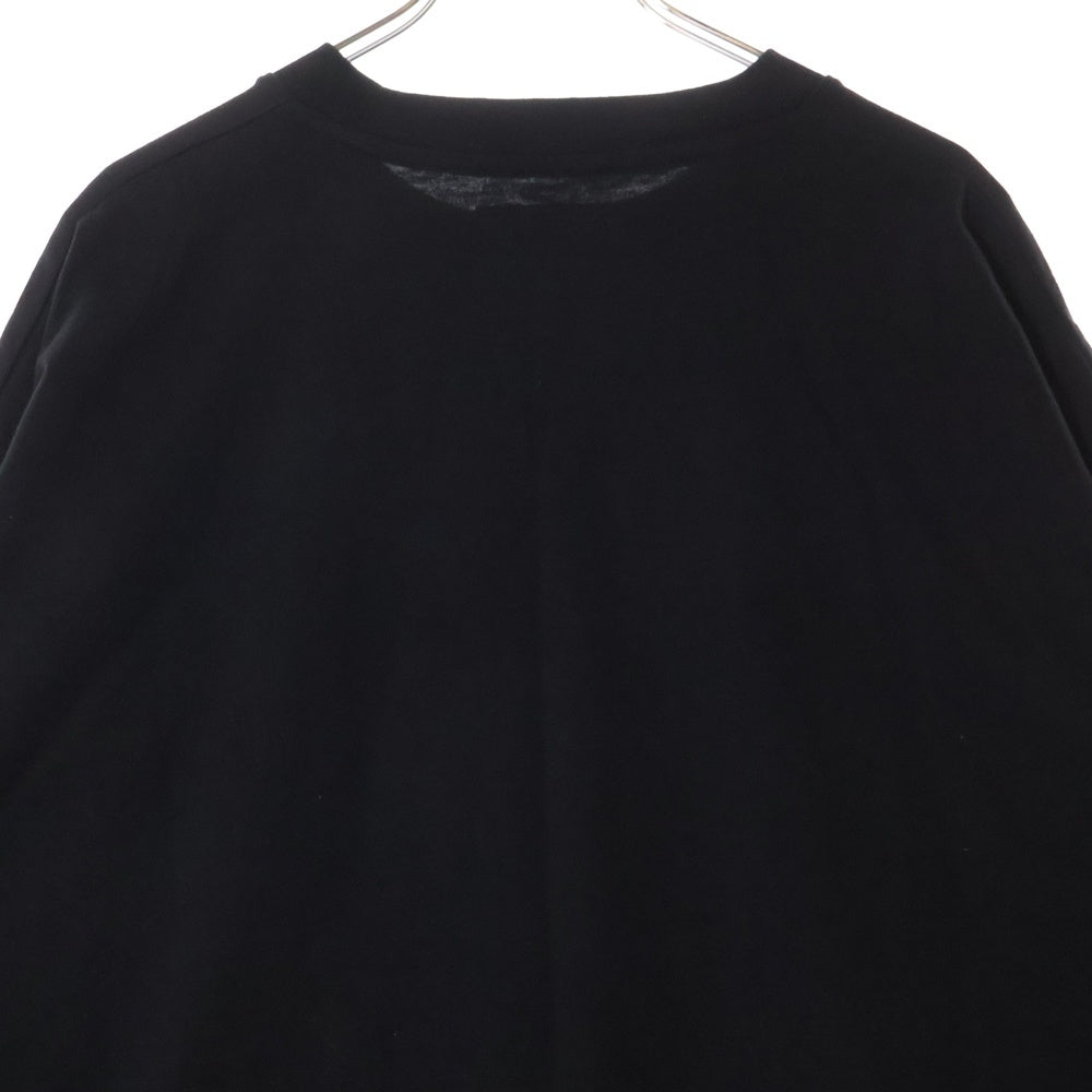 NO BRAND(ノーブランド) ロゴデザイン クルーネック半袖Tシャツ カットソー ブラック C03-TS-2505ST