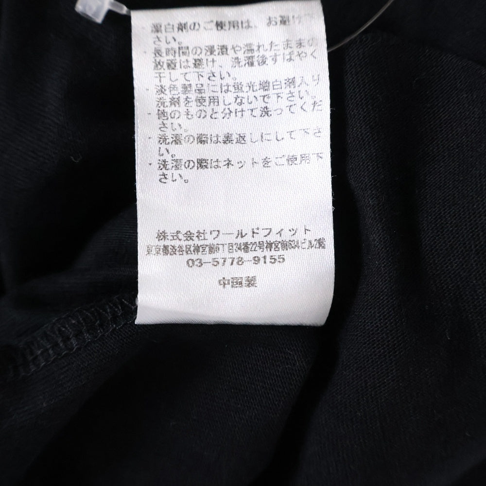 NO BRAND(ノーブランド) ロゴデザイン クルーネック半袖Tシャツ カットソー ブラック C03-TS-2505ST