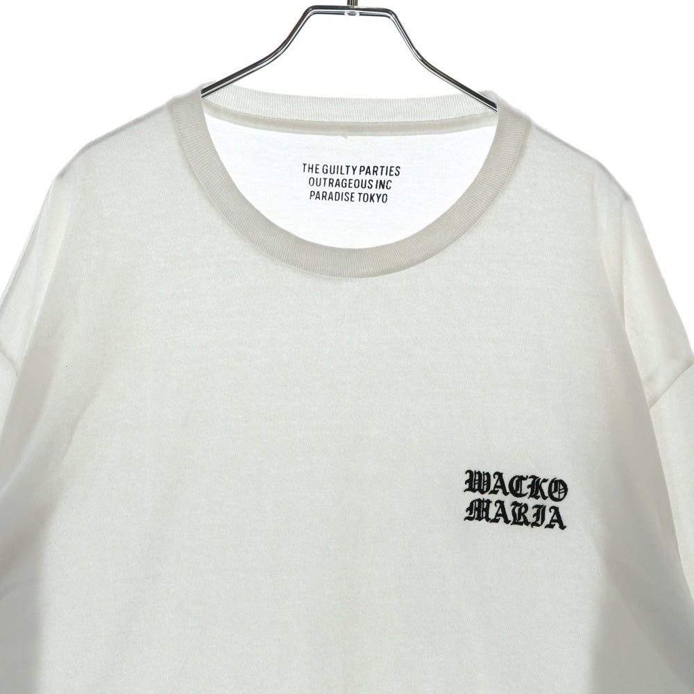 WACKO MARIA(ワコマリア) 23AW LONG SLEEVE T-SHIRT ロゴ刺繍 アームプリント 長袖Tシャツ ロンT カットソー ホワイト 23FW-WMT-LT02