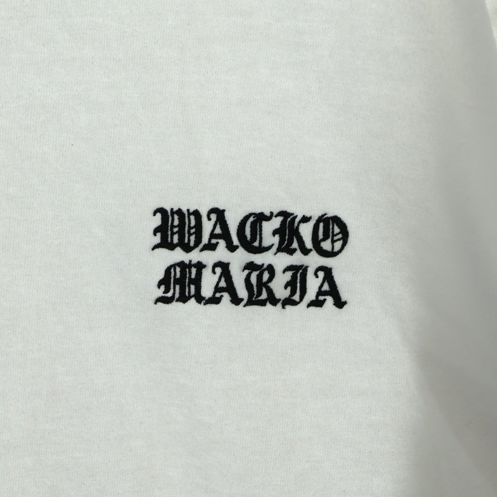 WACKO MARIA(ワコマリア) 23AW LONG SLEEVE T-SHIRT ロゴ刺繍 アームプリント 長袖Tシャツ ロンT カットソー ホワイト 23FW-WMT-LT02