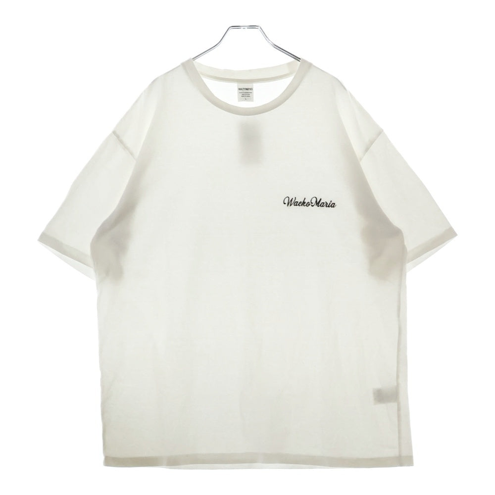 WACKO MARIA(ワコマリア) 23AW WASHED HEAVY WEIGHT CREW NECK T-SHIRT ロゴ刺繍 ウォッシュド ヘビーウェイト 半袖Tシャツ カットソー ホワイト 23FW-WMT-WT01
