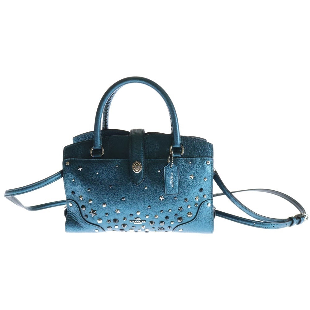 COACH(コーチ) マッサー サッチェル24 スタッズ装飾 2WAYハンドバッグ ショルダーバッグ ブルー 59497