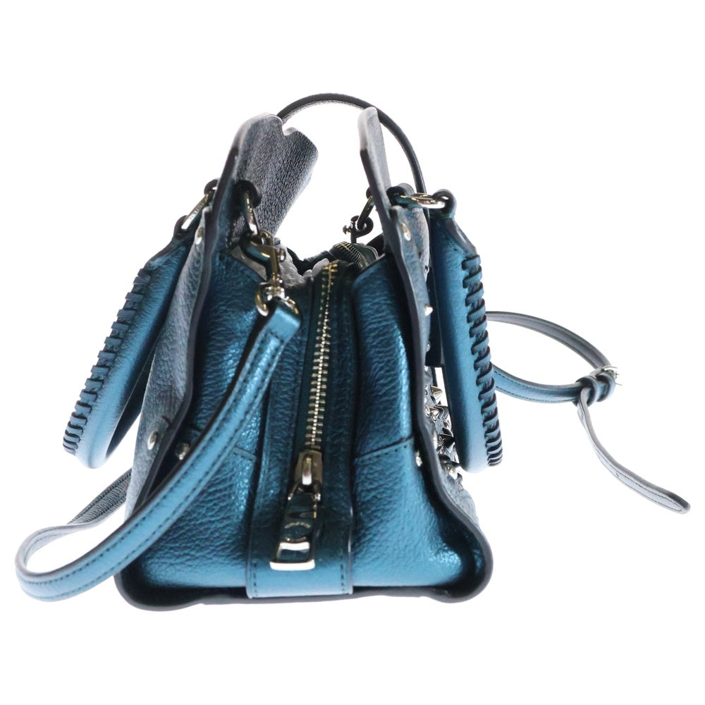 COACH(コーチ) マッサー サッチェル24 スタッズ装飾 2WAYハンドバッグ ショルダーバッグ ブルー 59497