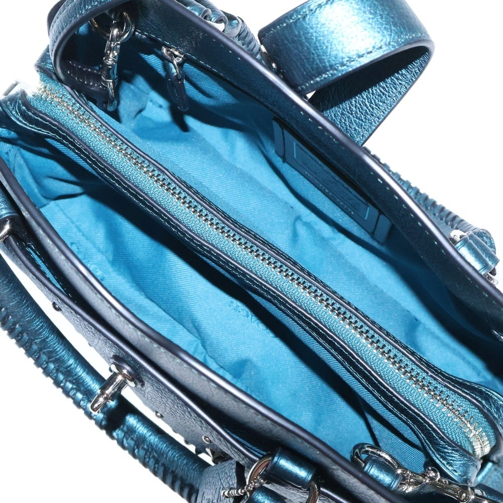 COACH(コーチ) マッサー サッチェル24 スタッズ装飾 2WAYハンドバッグ ショルダーバッグ ブルー 59497