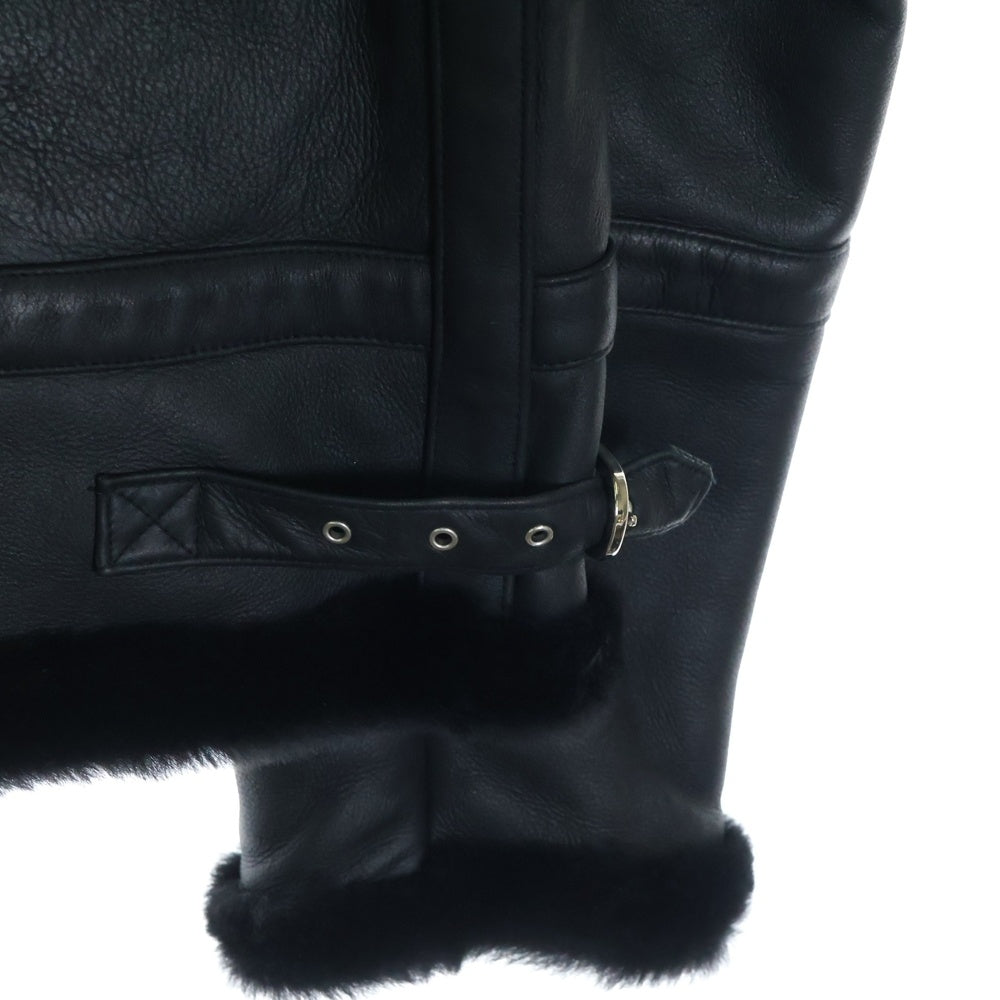 cvtvlist(カタリスト) Logo Embroidery Shearling Jacket ロゴ刺繍ムートンジャケット レザーボアジャケット ブラック