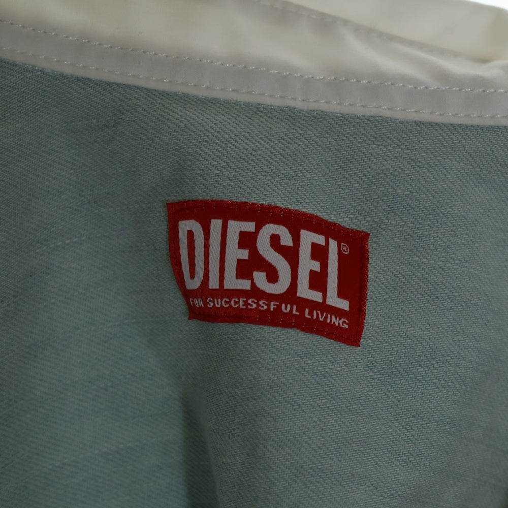 DIESEL(ディーゼル) C-DELPHI-DEN デニム切り替え ラップ長袖シャツ ブルー/ホワイト 0CBCP レディース
