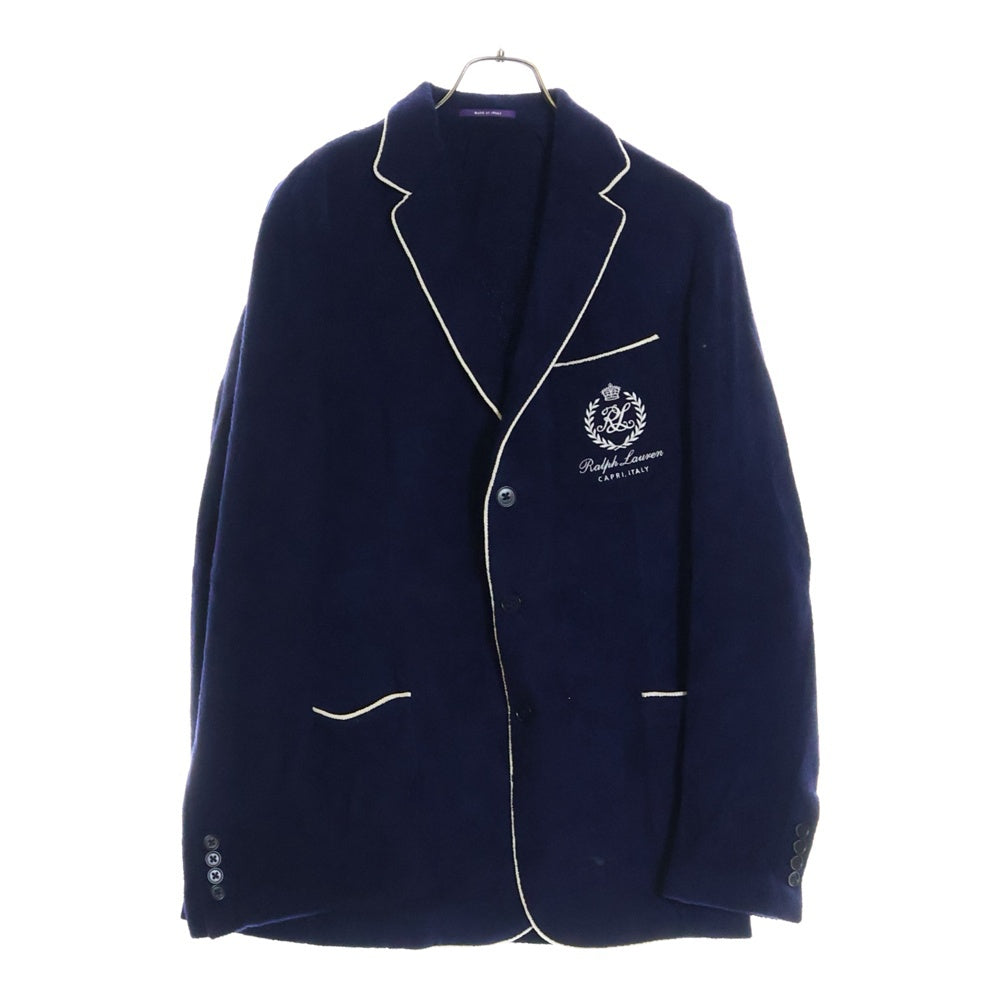 RALPH LAUREN PURPLE LABEL(ラルフローレン パープルレーベル) 25SS ハンドテーラード エンブロイダリー テリー 3Bブレザージャケット クラシック チェアマン ネイビー MNPLSPC27620789