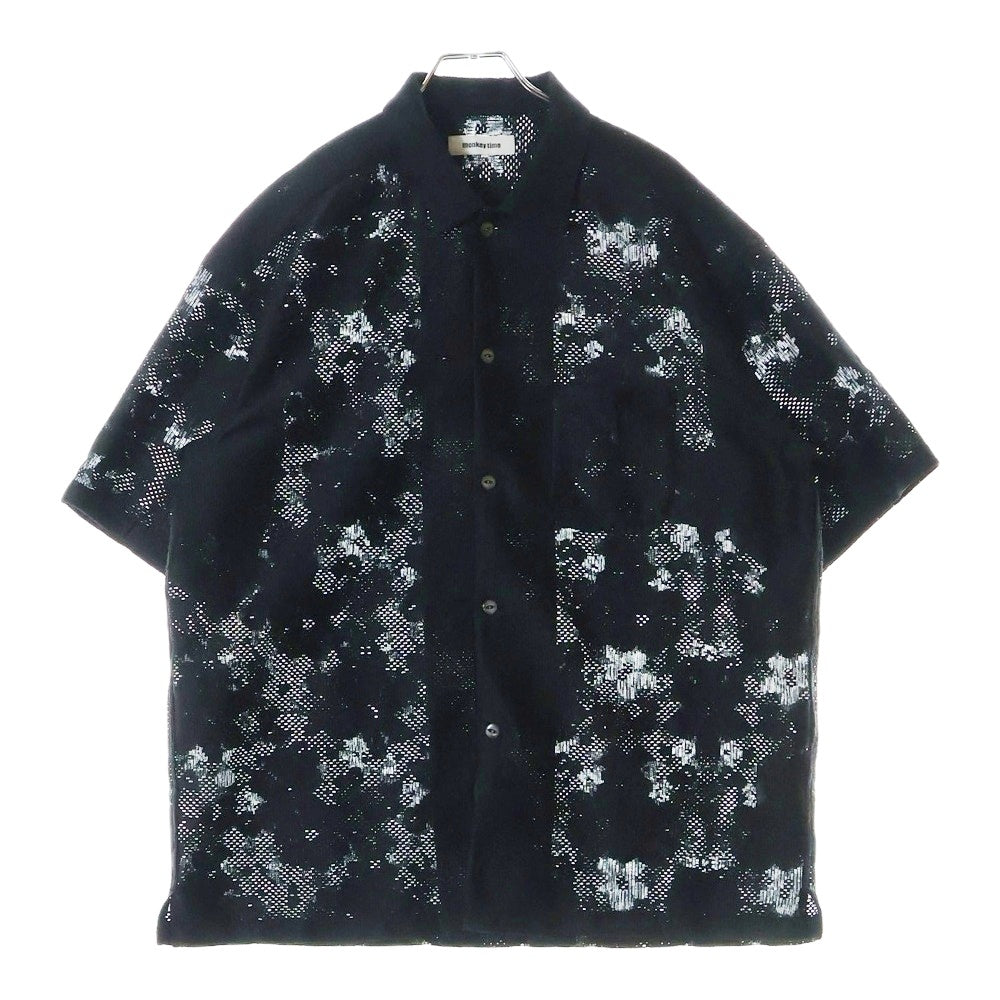 monkey time(モンキータイム) FLOWER RUSSELL LACE SHIRT 半袖レースシャツ ブラック 8316-149-0349