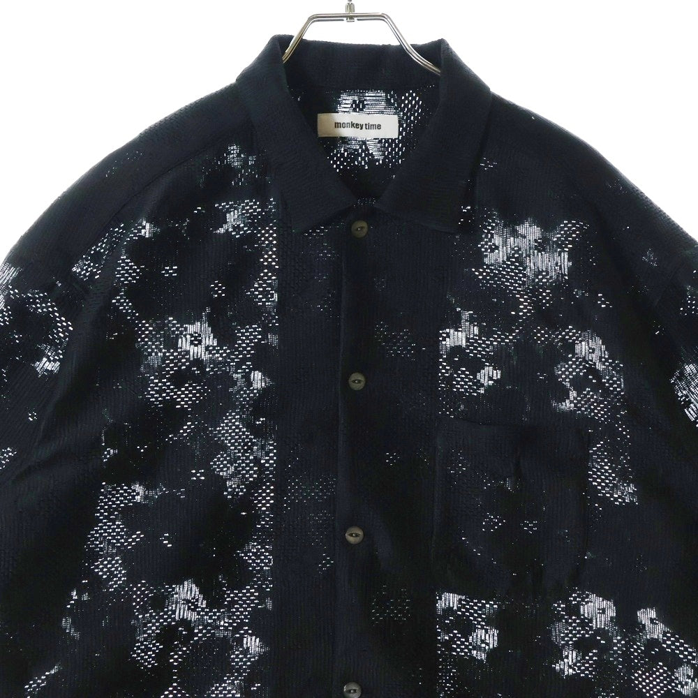 monkey time(モンキータイム) FLOWER RUSSELL LACE SHIRT 半袖レースシャツ ブラック 8316-149-0349