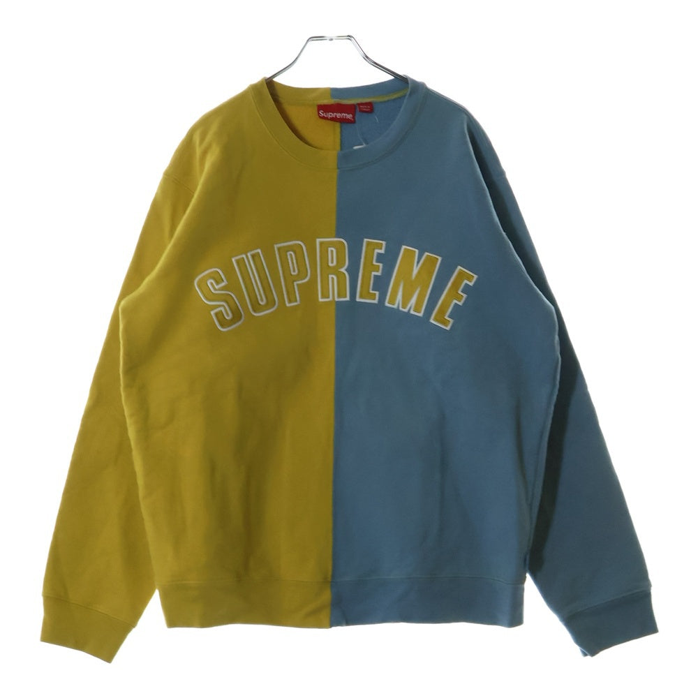 SUPREME(シュプリーム) 18AW Split Crewneck Sweatshirt スプリット クルーネックトレーナー スウェット イエロー/ブルー