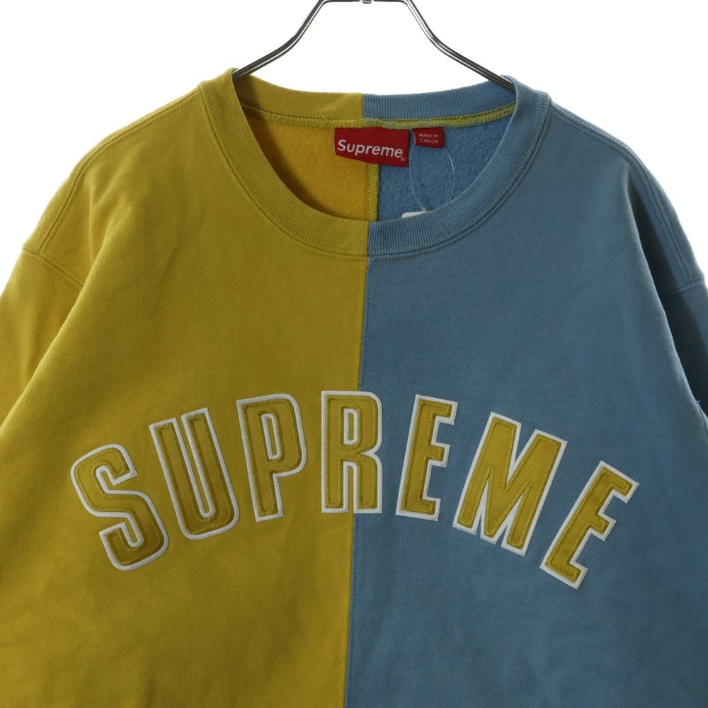 SUPREME(シュプリーム) 18AW Split Crewneck Sweatshirt スプリット クルーネックトレーナー スウェット イエロー/ブルー