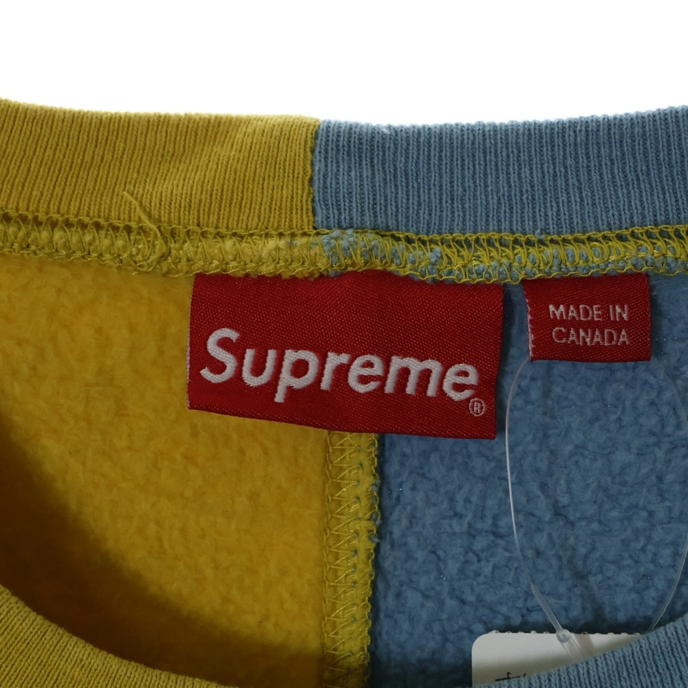 SUPREME(シュプリーム) 18AW Split Crewneck Sweatshirt スプリット クルーネックトレーナー スウェット イエロー/ブルー