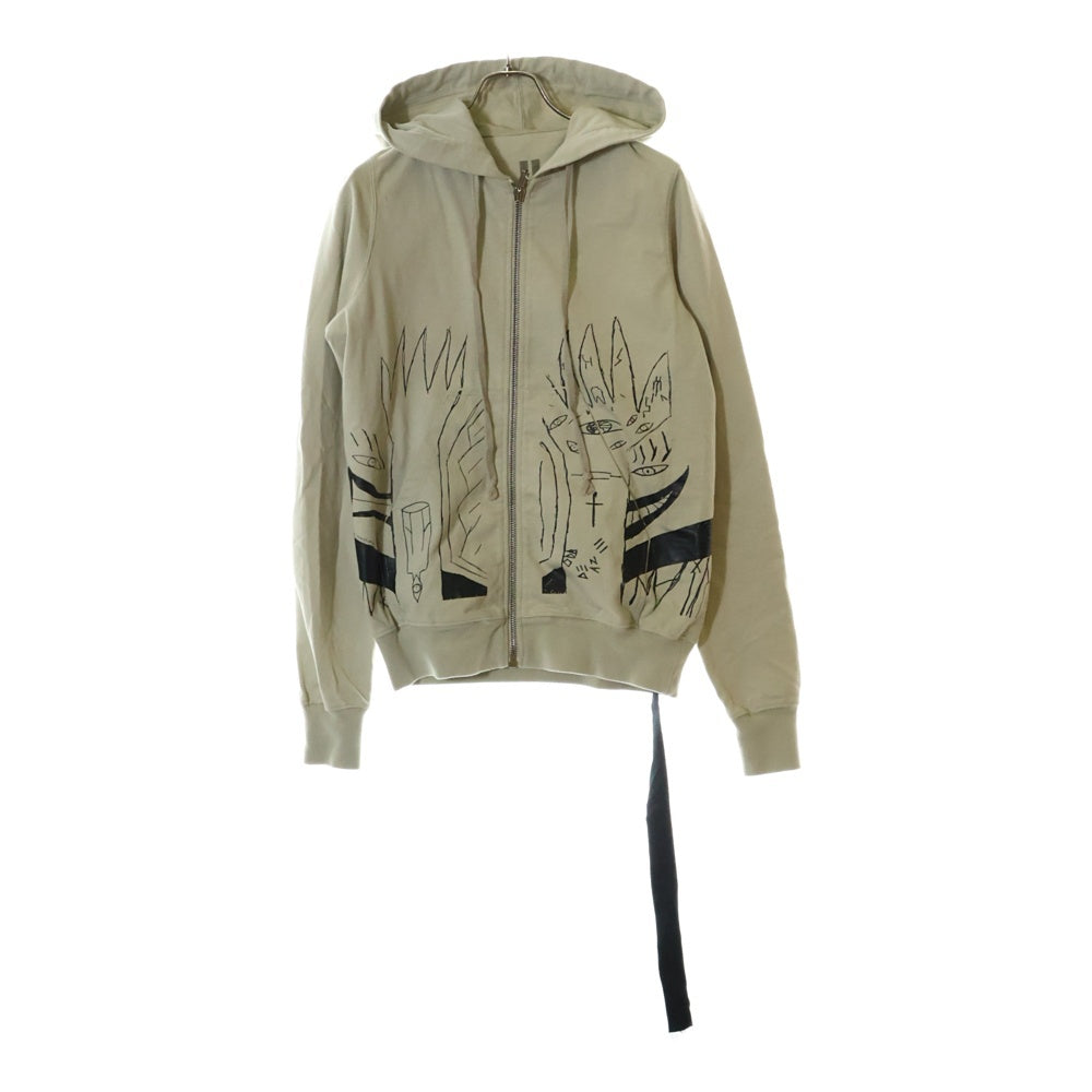 DRKSHDW(ダークシャドウ) 22AW MESSIAH JASON HOODIE グラフィックプリント ジップアップパーカー フーディー ベージュ DU02B4276-RIGEP3