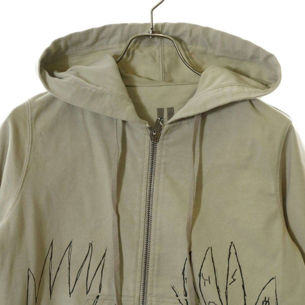 DRKSHDW(ダークシャドウ) 22AW MESSIAH JASON HOODIE グラフィックプリント ジップアップパーカー フーディー ベージュ DU02B4276-RIGEP3