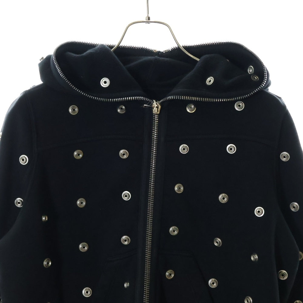 DRKSHDW(ダークシャドウ) SMALL GIMP HOODIE スタッズ装飾 フルジップアップスウェットパーカー フーディー ブラック DS01D1244 FES2