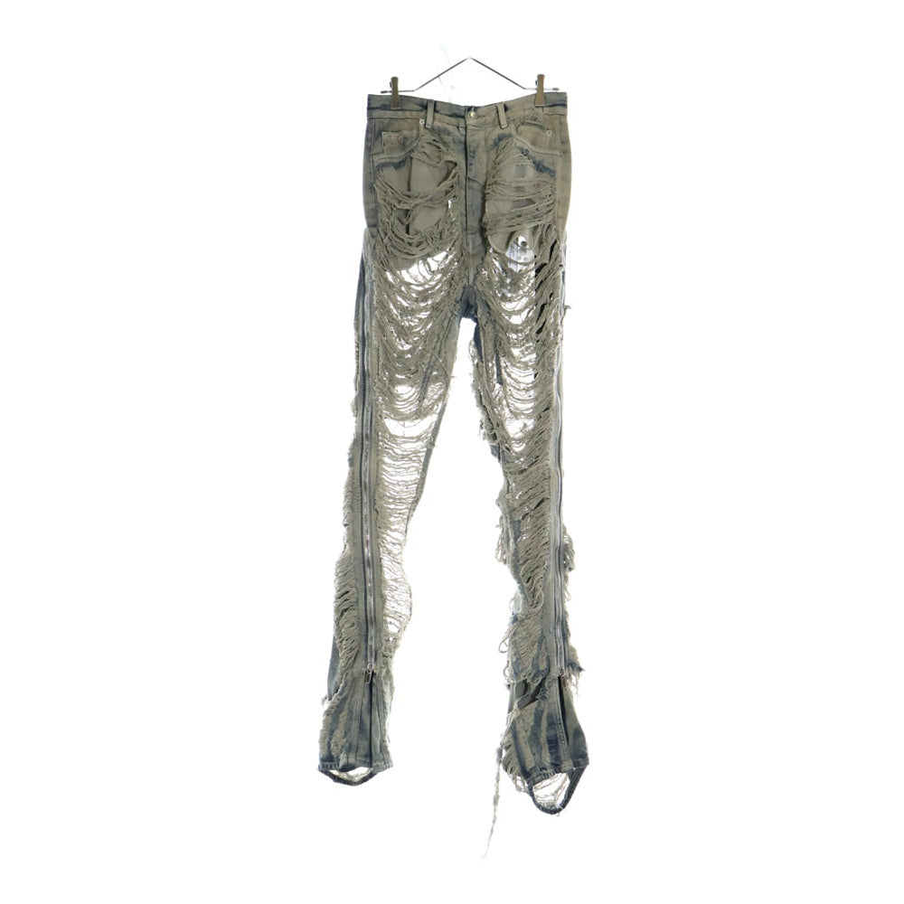 Rick Owens(リックオウエンス) 23AW BOLAN BANANA ボラン バナナ サイドジップ ダメージ加工ロングフレア デニムパンツ インディゴ RR02C7313-DMPSH
