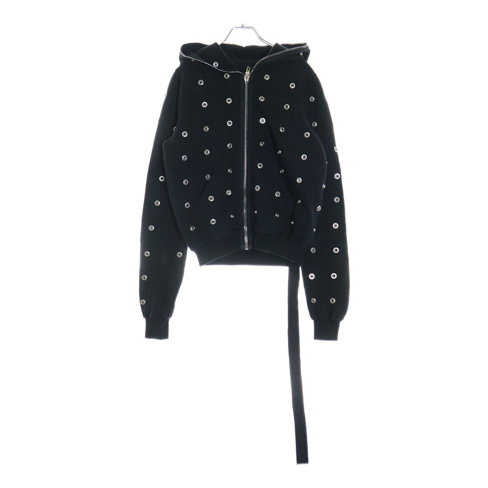 DRKSHDW(ダークシャドウ) SMALL GIMP HOODIE スタッズ装飾 フルジップアップスウェットパーカー フーディー ブラック DS01D1244 FES2