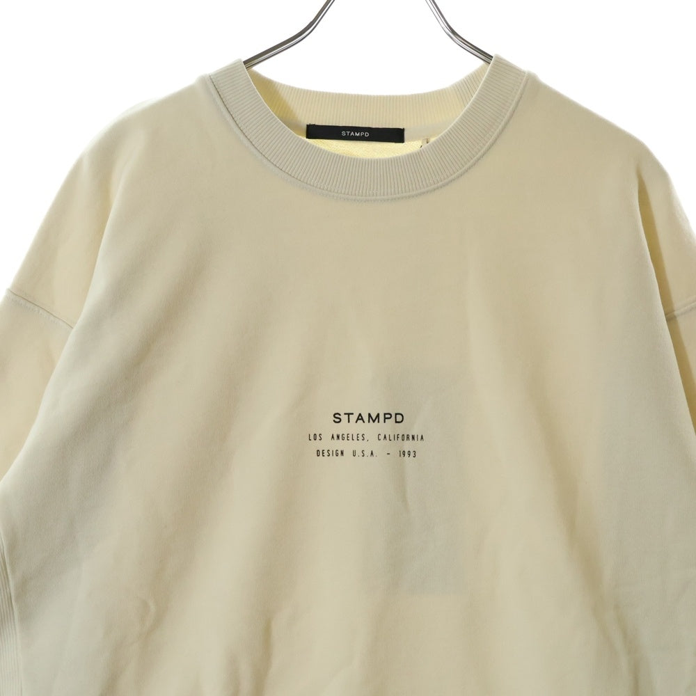 STAMPD(スタンプド) Stacked Logo Crewneck Sweatshirt フロントロゴ クルーネックスウェット トレーナー アイボリー