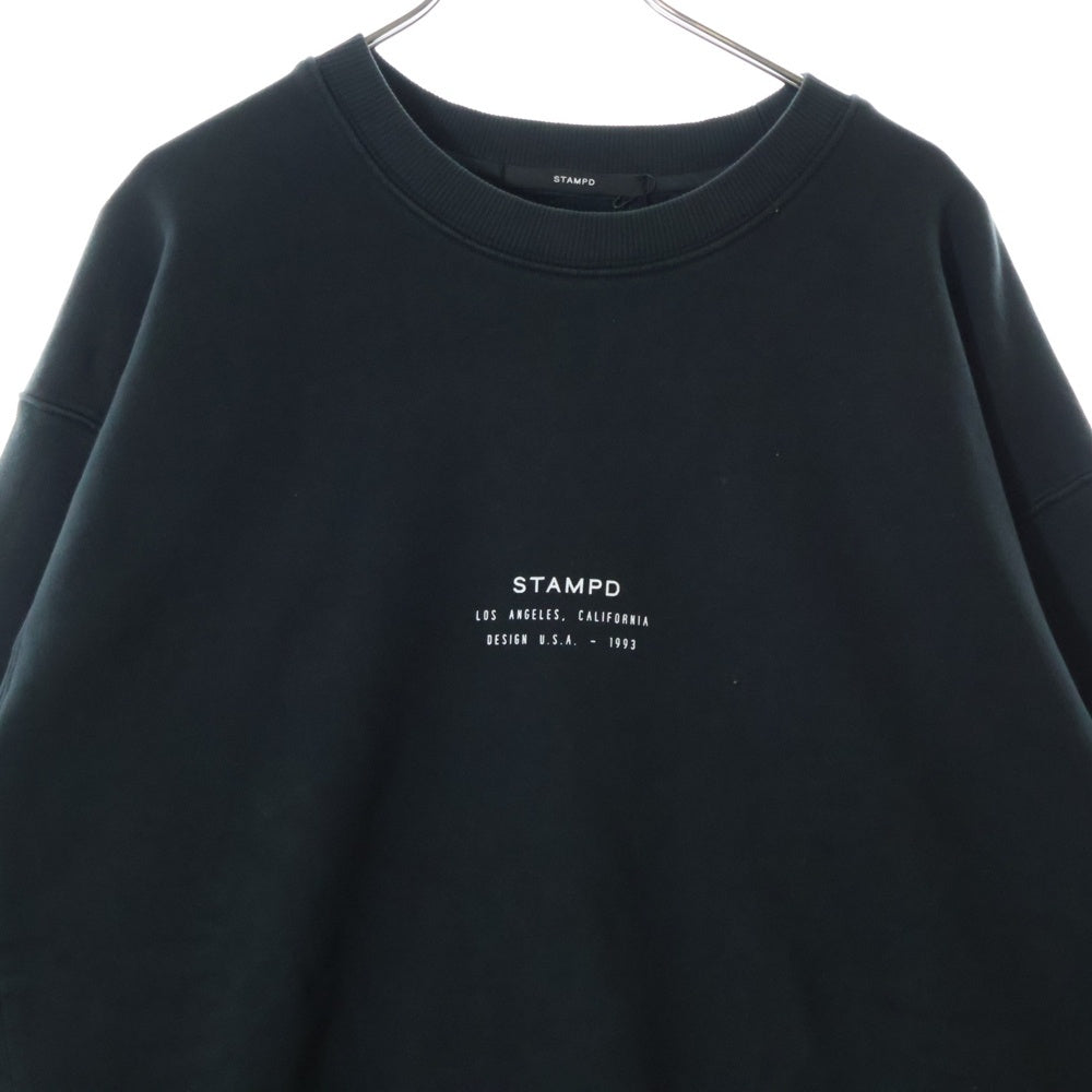 STAMPD(スタンプド) Stacked Logo Crewneck Sweatshirt フロントロゴ クルーネックスウェット トレーナー ブラック