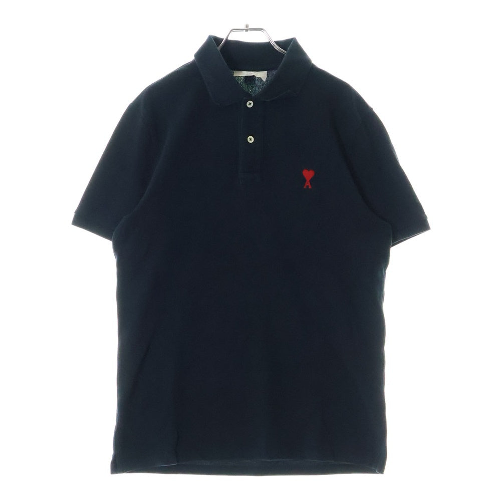 AMI Alexandre Mattiussi(アミアレクサンドルマテュッシ) Polo Shirt ロゴ刺繍 半袖ポロシャツ ブラック BFHJ207 760