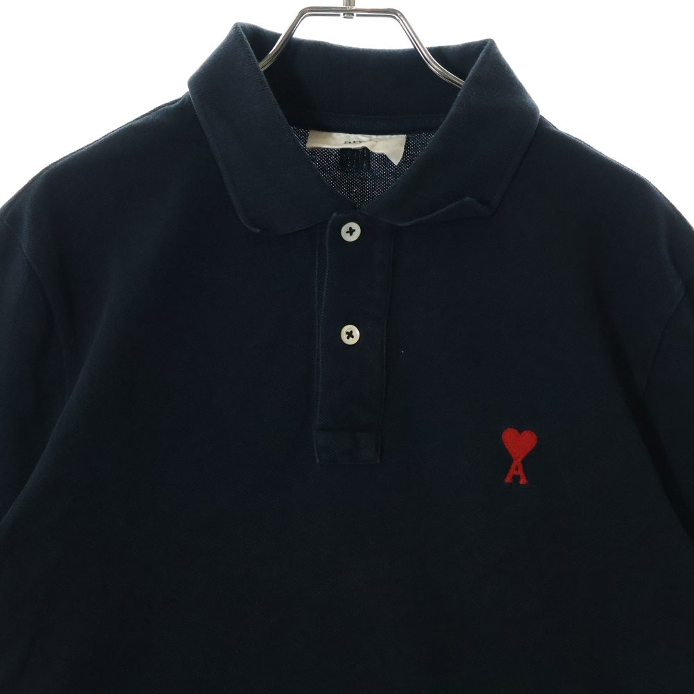 AMI Alexandre Mattiussi(アミアレクサンドルマテュッシ) Polo Shirt ロゴ刺繍 半袖ポロシャツ ブラック BFHJ207 760