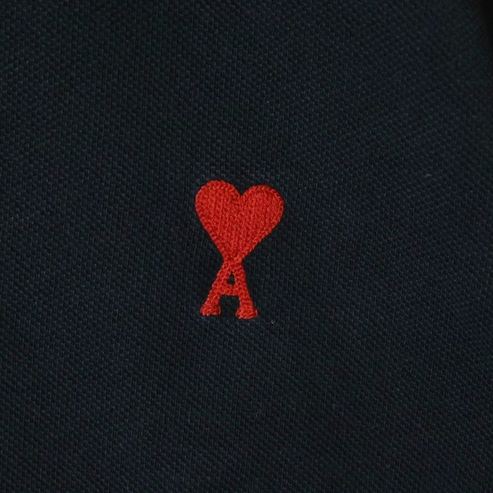 AMI Alexandre Mattiussi(アミアレクサンドルマテュッシ) Polo Shirt ロゴ刺繍 半袖ポロシャツ ブラック BFHJ207 760