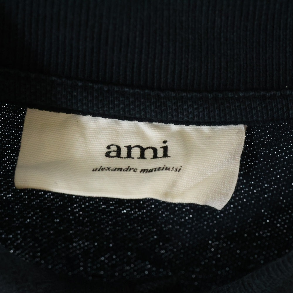 AMI Alexandre Mattiussi(アミアレクサンドルマテュッシ) Polo Shirt ロゴ刺繍 半袖ポロシャツ ブラック BFHJ207 760